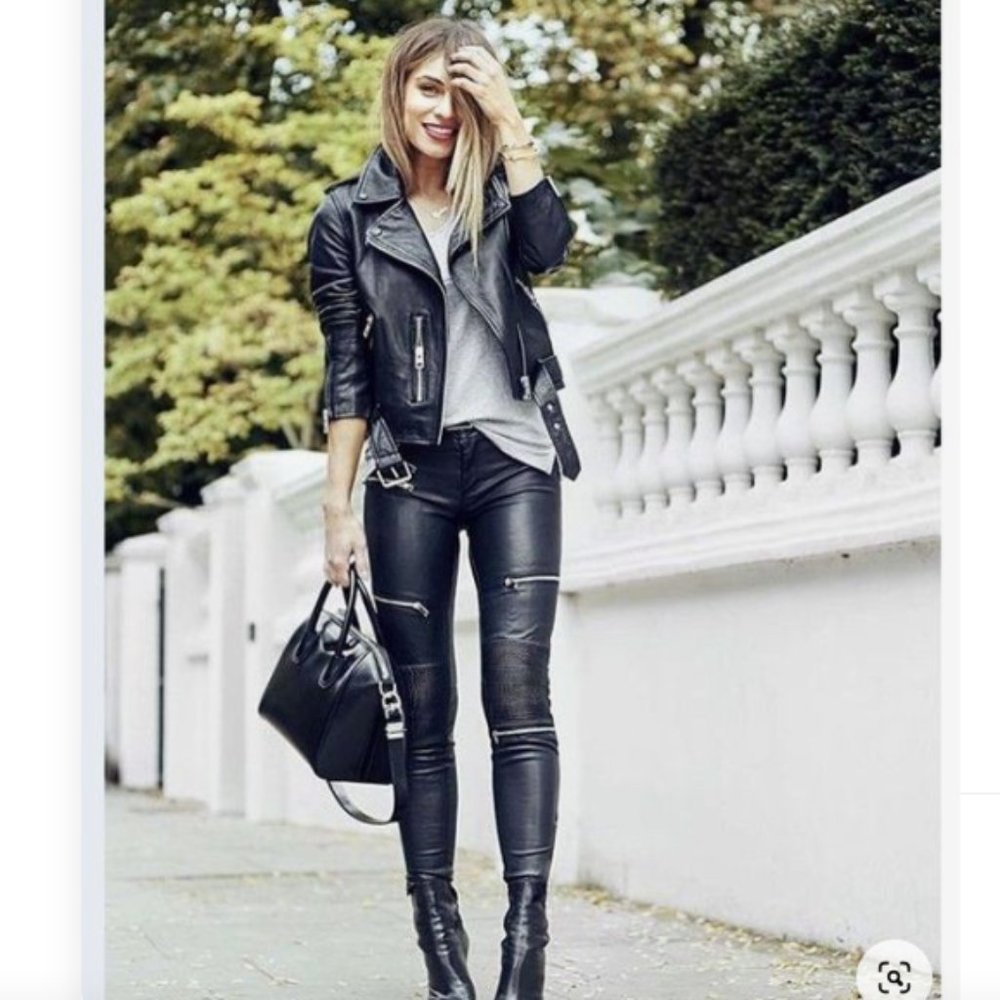 Mango biker faux leather pants 4